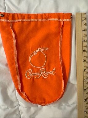 Crown Royal Peach 9” Orange Drawstring Bag with Embroidered Peach Logo